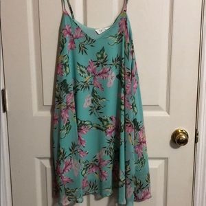 Blue floral spaghetti strap dress